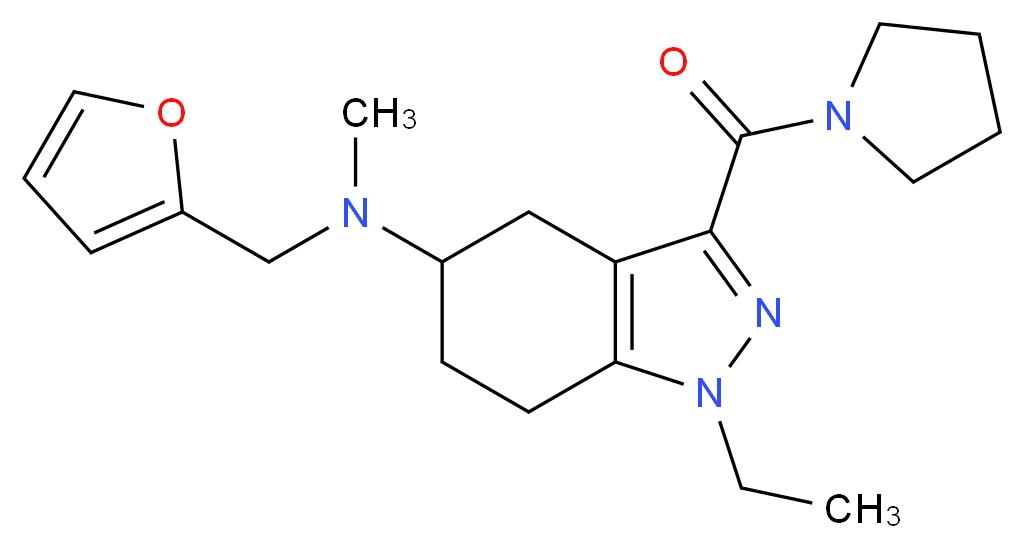 1-ethyl-N-(2-furylmethyl)-N-methyl-3-(1-pyrrolidinylcarbonyl)-4,5,6,7-tetrahydro-1H-indazol-5-amine_Molecular_structure_CAS_)