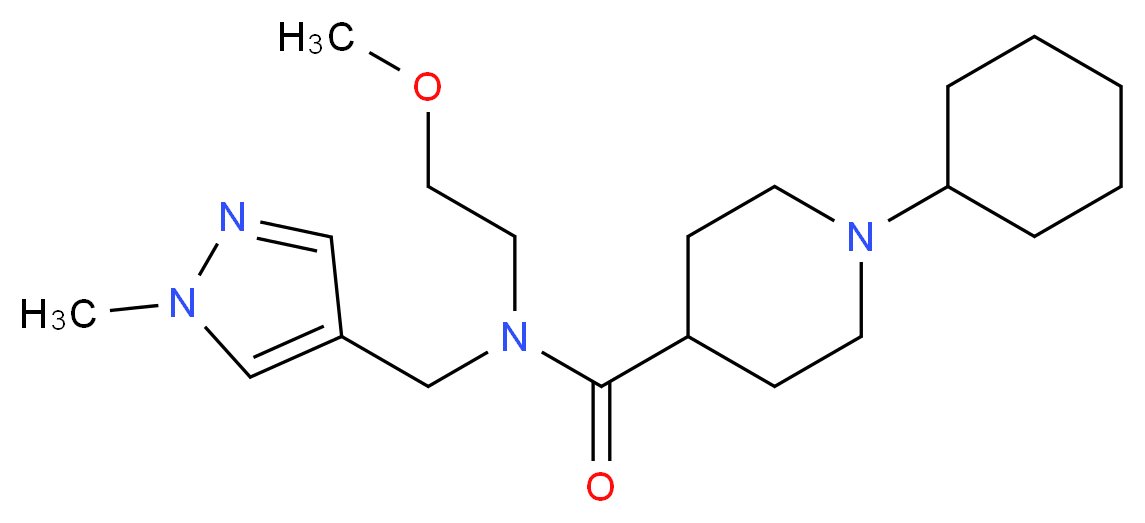 1-cyclohexyl-N-(2-methoxyethyl)-N-[(1-methyl-1H-pyrazol-4-yl)methyl]-4-piperidinecarboxamide_Molecular_structure_CAS_)