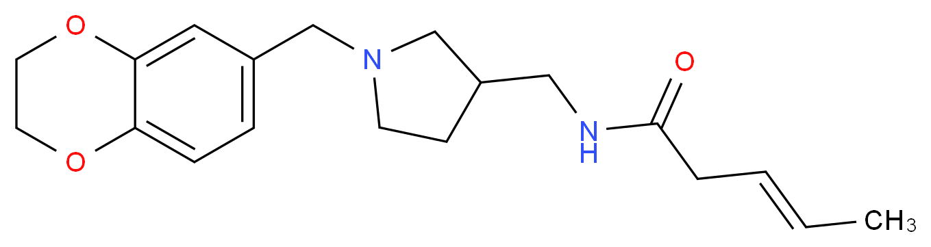 (3E)-N-{[1-(2,3-dihydro-1,4-benzodioxin-6-ylmethyl)pyrrolidin-3-yl]methyl}pent-3-enamide_Molecular_structure_CAS_)