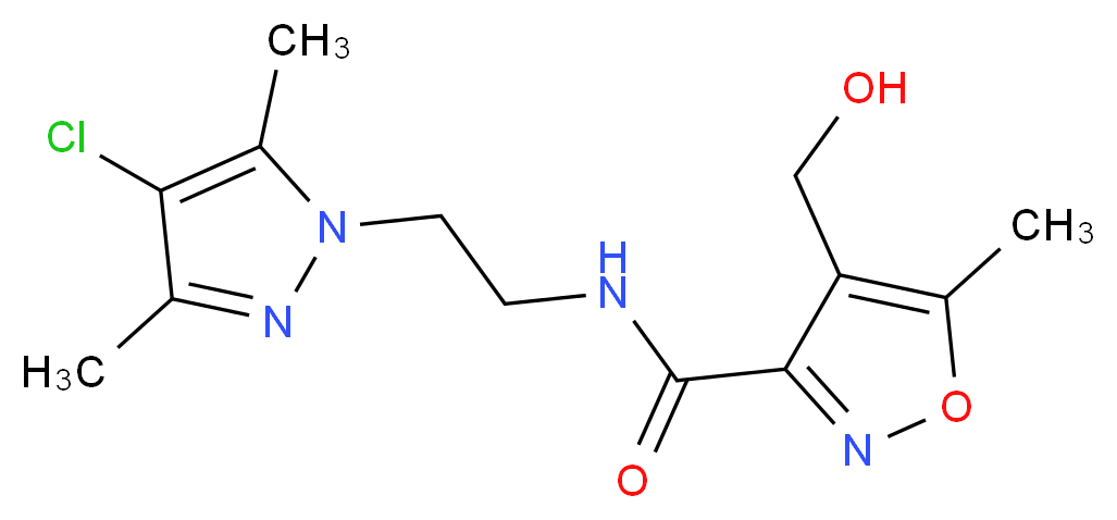 N-[2-(4-chloro-3,5-dimethyl-1H-pyrazol-1-yl)ethyl]-4-(hydroxymethyl)-5-methylisoxazole-3-carboxamide_Molecular_structure_CAS_)