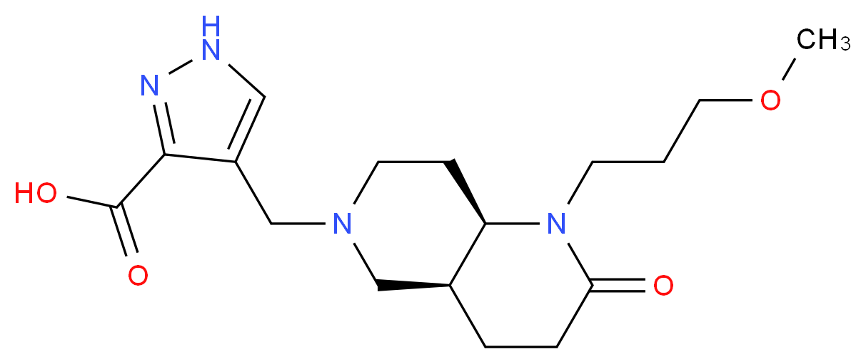 4-{[(4aS*,8aR*)-1-(3-methoxypropyl)-2-oxooctahydro-1,6-naphthyridin-6(2H)-yl]methyl}-1H-pyrazole-3-carboxylic acid_Molecular_structure_CAS_)