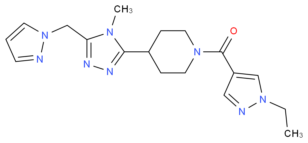 1-[(1-ethyl-1H-pyrazol-4-yl)carbonyl]-4-[4-methyl-5-(1H-pyrazol-1-ylmethyl)-4H-1,2,4-triazol-3-yl]piperidine_Molecular_structure_CAS_)