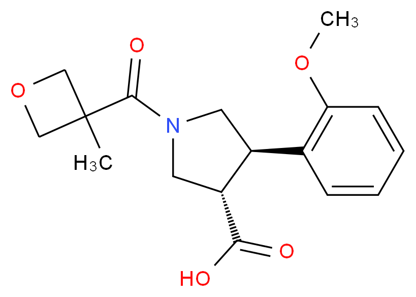 (3S*,4R*)-4-(2-methoxyphenyl)-1-[(3-methyloxetan-3-yl)carbonyl]pyrrolidine-3-carboxylic acid_Molecular_structure_CAS_)