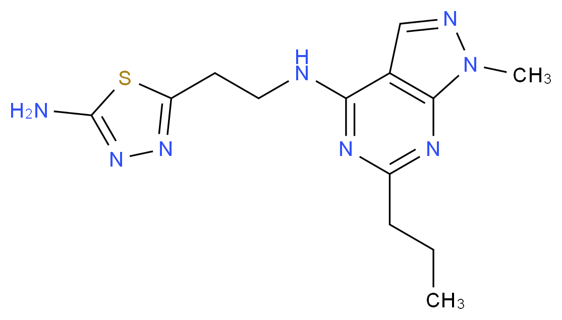 N-[2-(5-amino-1,3,4-thiadiazol-2-yl)ethyl]-1-methyl-6-propyl-1H-pyrazolo[3,4-d]pyrimidin-4-amine_Molecular_structure_CAS_)