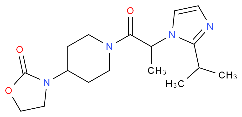 3-{1-[2-(2-isopropyl-1H-imidazol-1-yl)propanoyl]-4-piperidinyl}-1,3-oxazolidin-2-one_Molecular_structure_CAS_)