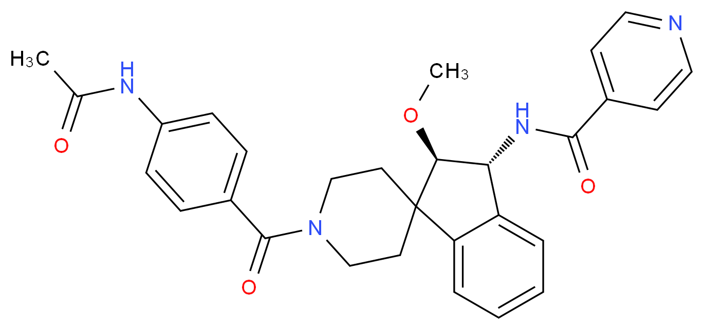 N-{(2R*,3R*)-1'-[4-(acetylamino)benzoyl]-2-methoxy-2,3-dihydrospiro[indene-1,4'-piperidin]-3-yl}isonicotinamide_Molecular_structure_CAS_)