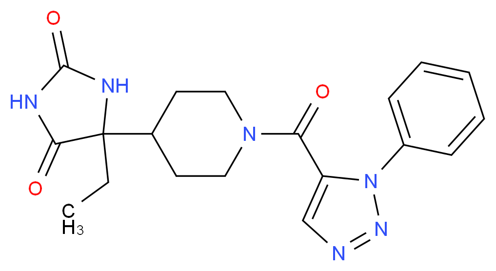 5-ethyl-5-{1-[(1-phenyl-1H-1,2,3-triazol-5-yl)carbonyl]piperidin-4-yl}imidazolidine-2,4-dione_Molecular_structure_CAS_)