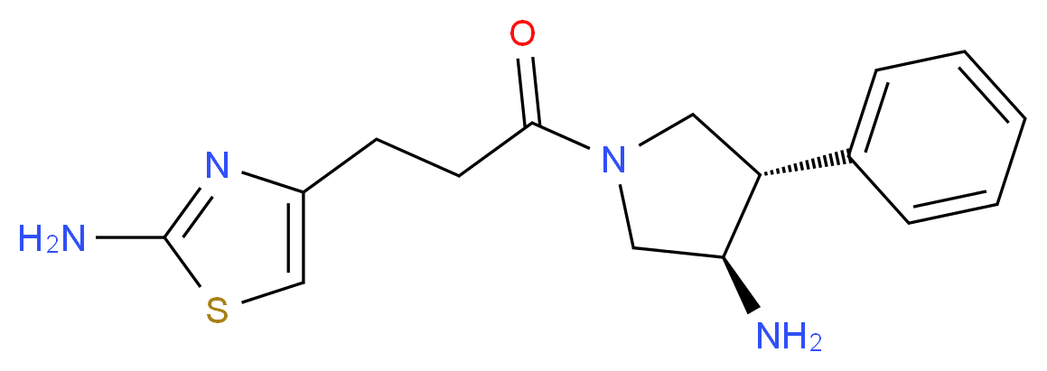 4-{3-[(3R*,4S*)-3-amino-4-phenylpyrrolidin-1-yl]-3-oxopropyl}-1,3-thiazol-2-amine_Molecular_structure_CAS_)