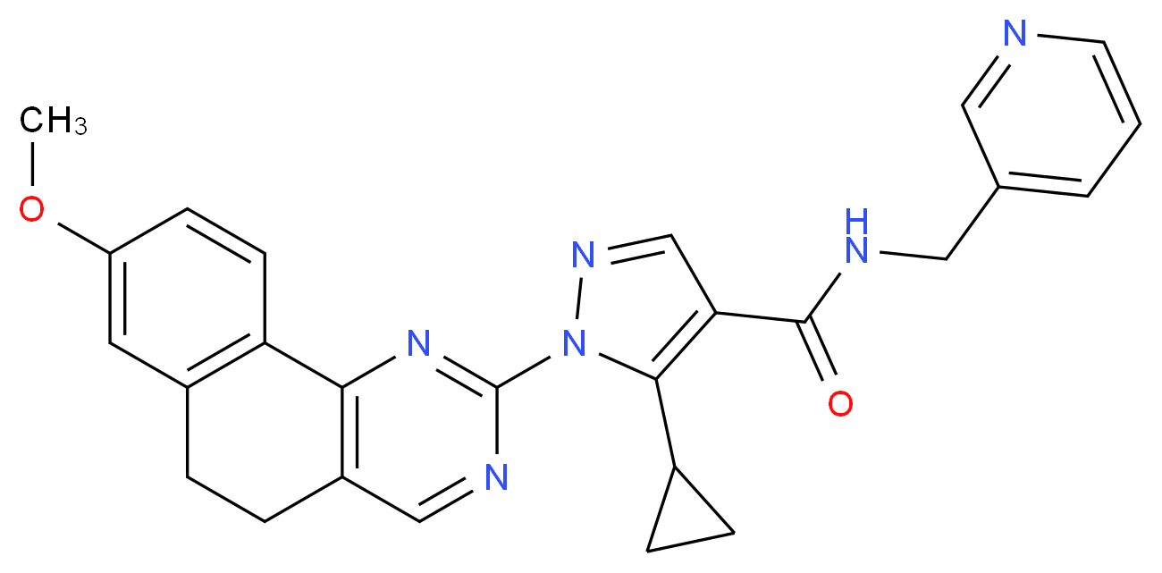 5-cyclopropyl-1-(8-methoxy-5,6-dihydrobenzo[h]quinazolin-2-yl)-N-(3-pyridinylmethyl)-1H-pyrazole-4-carboxamide_Molecular_structure_CAS_)