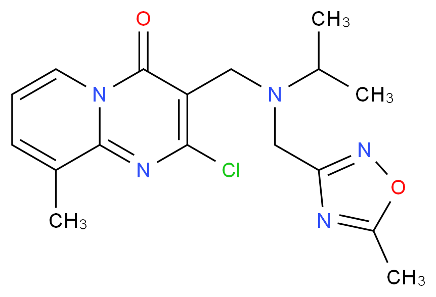 2-chloro-3-({isopropyl[(5-methyl-1,2,4-oxadiazol-3-yl)methyl]amino}methyl)-9-methyl-4H-pyrido[1,2-a]pyrimidin-4-one_Molecular_structure_CAS_)