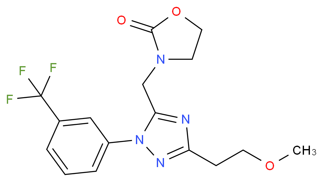 3-({3-(2-methoxyethyl)-1-[3-(trifluoromethyl)phenyl]-1H-1,2,4-triazol-5-yl}methyl)-1,3-oxazolidin-2-one_Molecular_structure_CAS_)