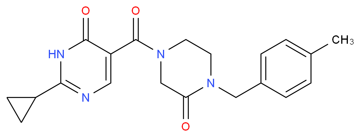 2-cyclopropyl-5-{[4-(4-methylbenzyl)-3-oxo-1-piperazinyl]carbonyl}-4(3H)-pyrimidinone_Molecular_structure_CAS_)