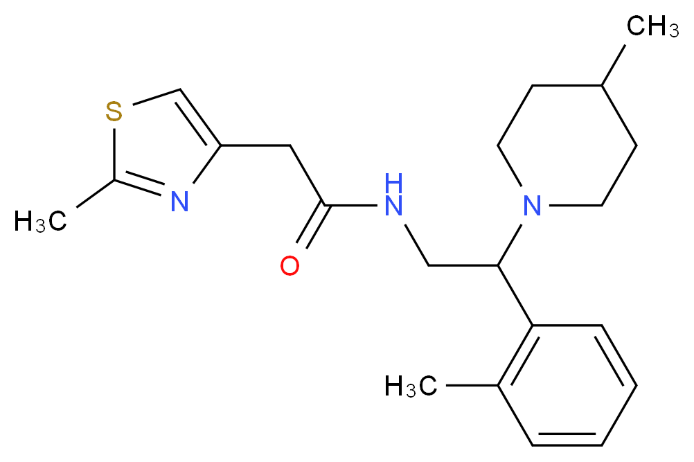 N-[2-(2-methylphenyl)-2-(4-methylpiperidin-1-yl)ethyl]-2-(2-methyl-1,3-thiazol-4-yl)acetamide_Molecular_structure_CAS_)