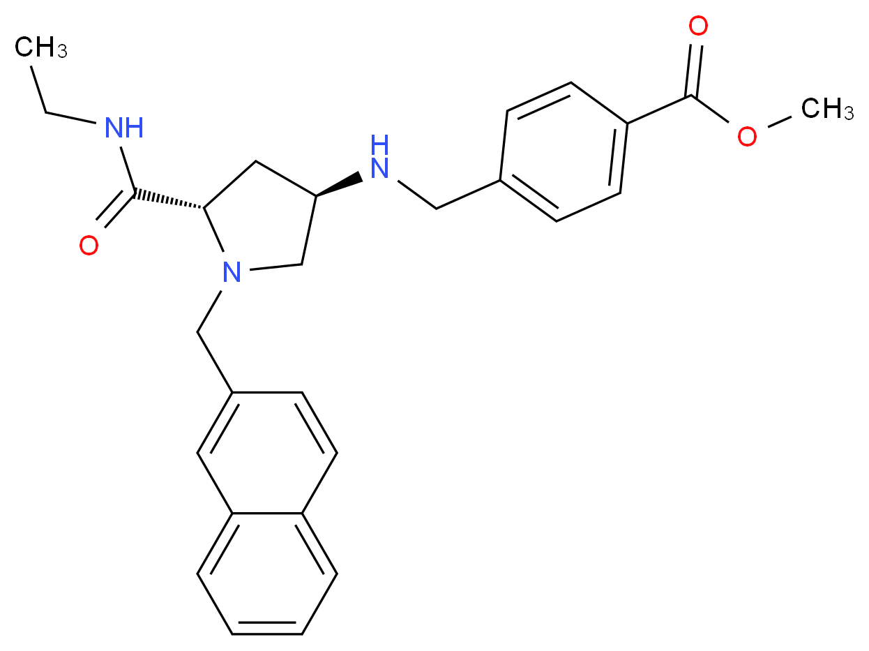 methyl 4-({[(3R,5S)-5-[(ethylamino)carbonyl]-1-(2-naphthylmethyl)-3-pyrrolidinyl]amino}methyl)benzoate_Molecular_structure_CAS_)