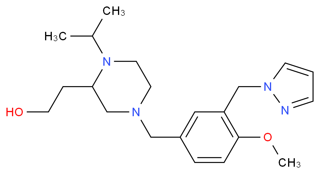 2-{1-isopropyl-4-[4-methoxy-3-(1H-pyrazol-1-ylmethyl)benzyl]-2-piperazinyl}ethanol_Molecular_structure_CAS_)