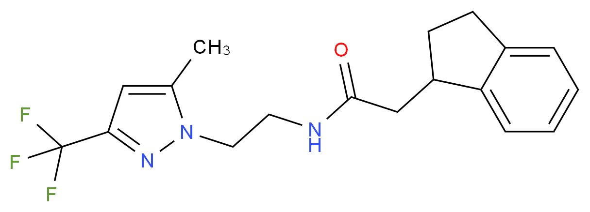 2-(2,3-dihydro-1H-inden-1-yl)-N-{2-[5-methyl-3-(trifluoromethyl)-1H-pyrazol-1-yl]ethyl}acetamide_Molecular_structure_CAS_)