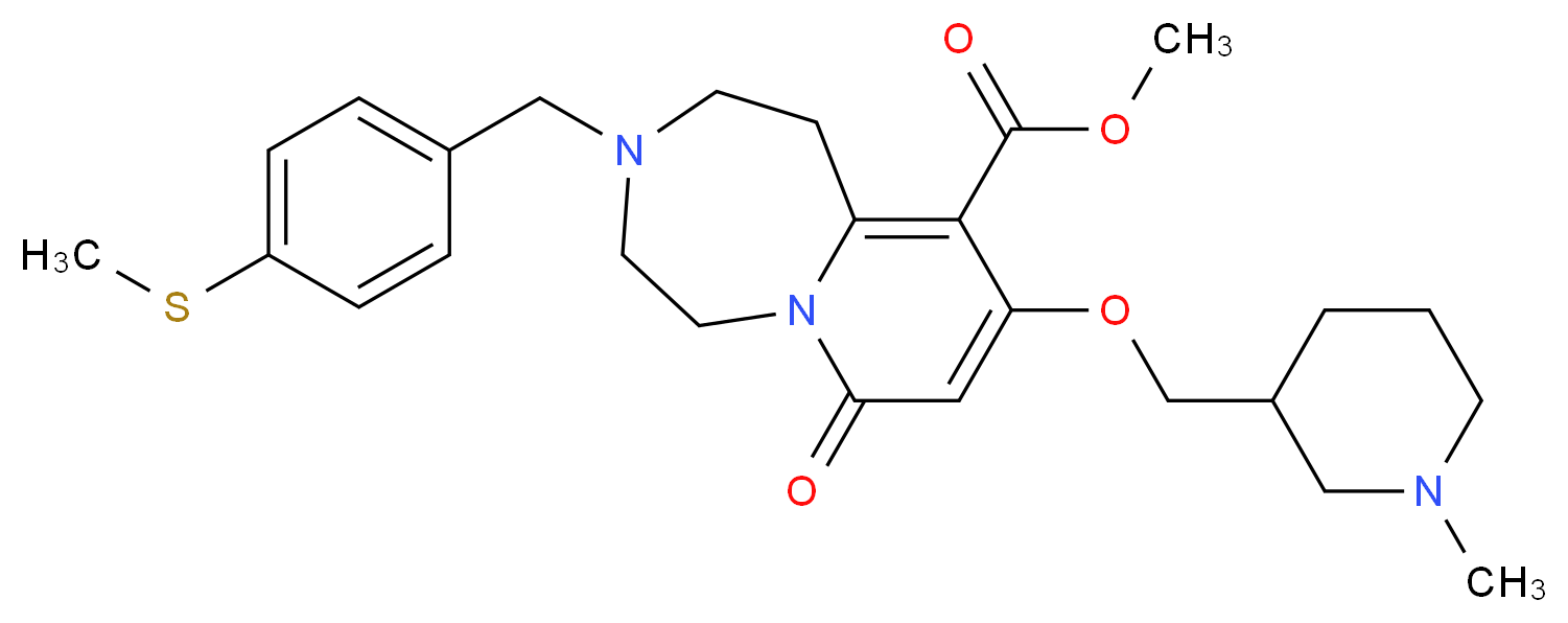 methyl 9-[(1-methyl-3-piperidinyl)methoxy]-3-[4-(methylthio)benzyl]-7-oxo-1,2,3,4,5,7-hexahydropyrido[1,2-d][1,4]diazepine-10-carboxylate_Molecular_structure_CAS_)