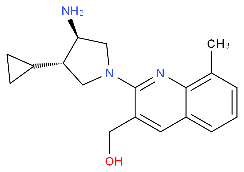 {2-[(3R*,4S*)-3-amino-4-cyclopropylpyrrolidin-1-yl]-8-methylquinolin-3-yl}methanol_Molecular_structure_CAS_)