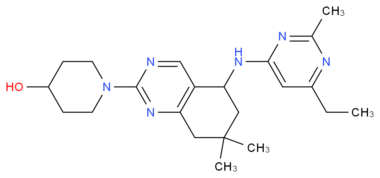 1-{5-[(6-ethyl-2-methylpyrimidin-4-yl)amino]-7,7-dimethyl-5,6,7,8-tetrahydroquinazolin-2-yl}piperidin-4-ol_Molecular_structure_CAS_)