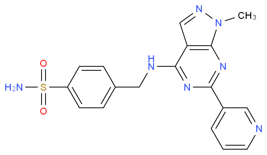 4-({[1-methyl-6-(3-pyridinyl)-1H-pyrazolo[3,4-d]pyrimidin-4-yl]amino}methyl)benzenesulfonamide_Molecular_structure_CAS_)