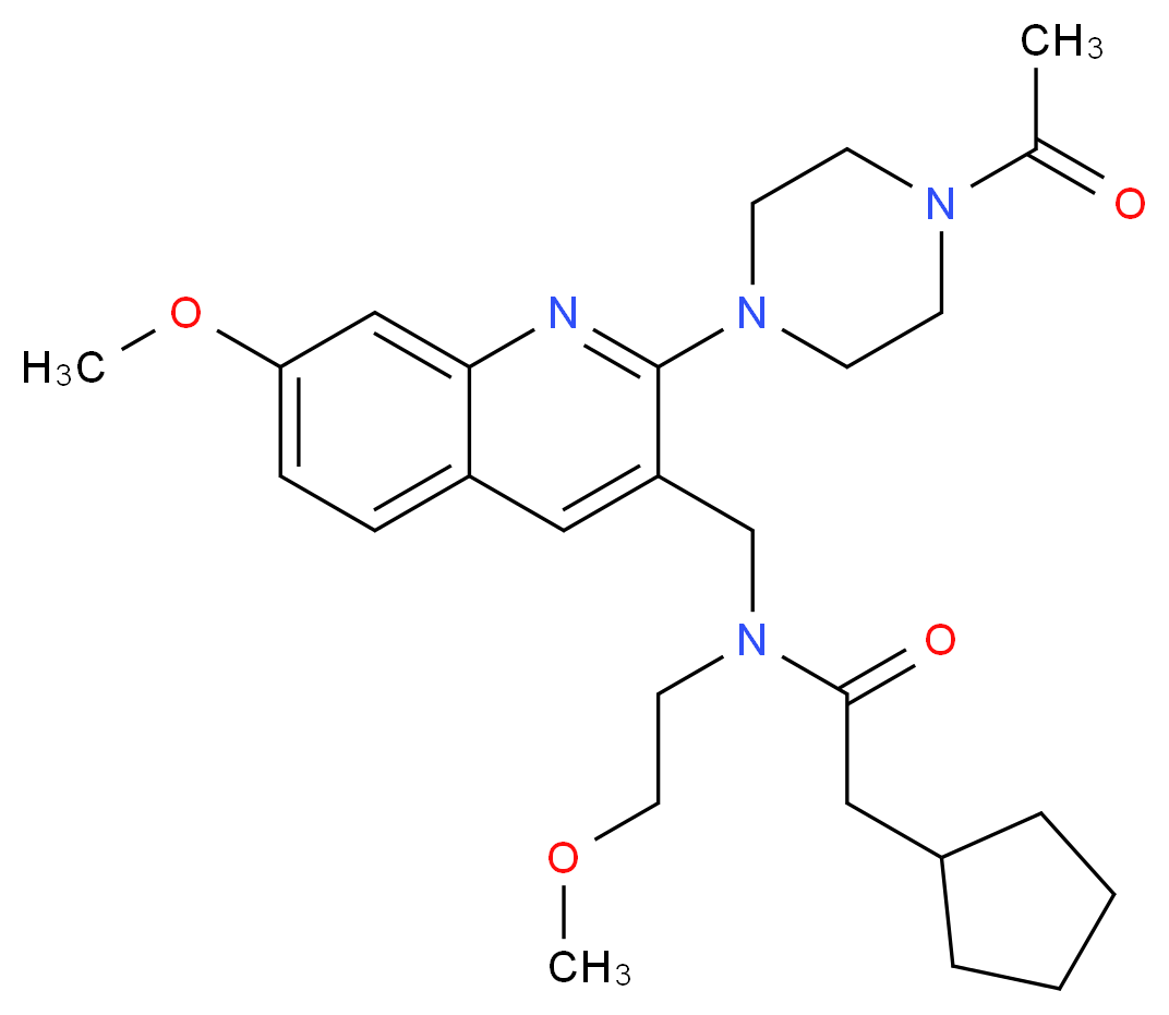 N-{[2-(4-acetyl-1-piperazinyl)-7-methoxy-3-quinolinyl]methyl}-2-cyclopentyl-N-(2-methoxyethyl)acetamide_Molecular_structure_CAS_)