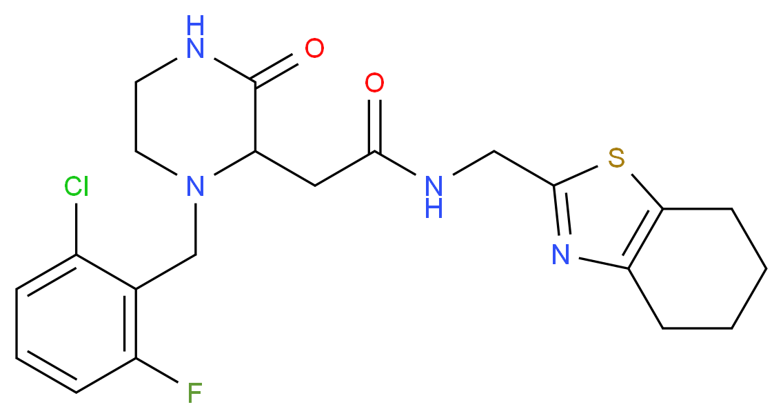 2-[1-(2-chloro-6-fluorobenzyl)-3-oxo-2-piperazinyl]-N-(4,5,6,7-tetrahydro-1,3-benzothiazol-2-ylmethyl)acetamide_Molecular_structure_CAS_)