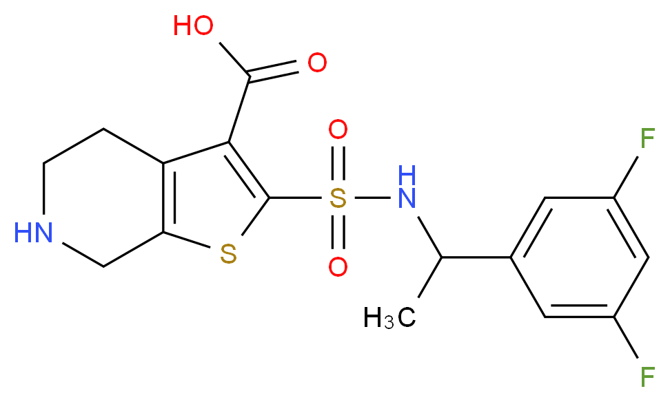 2-({[1-(3,5-difluorophenyl)ethyl]amino}sulfonyl)-4,5,6,7-tetrahydrothieno[2,3-c]pyridine-3-carboxylic acid_Molecular_structure_CAS_)