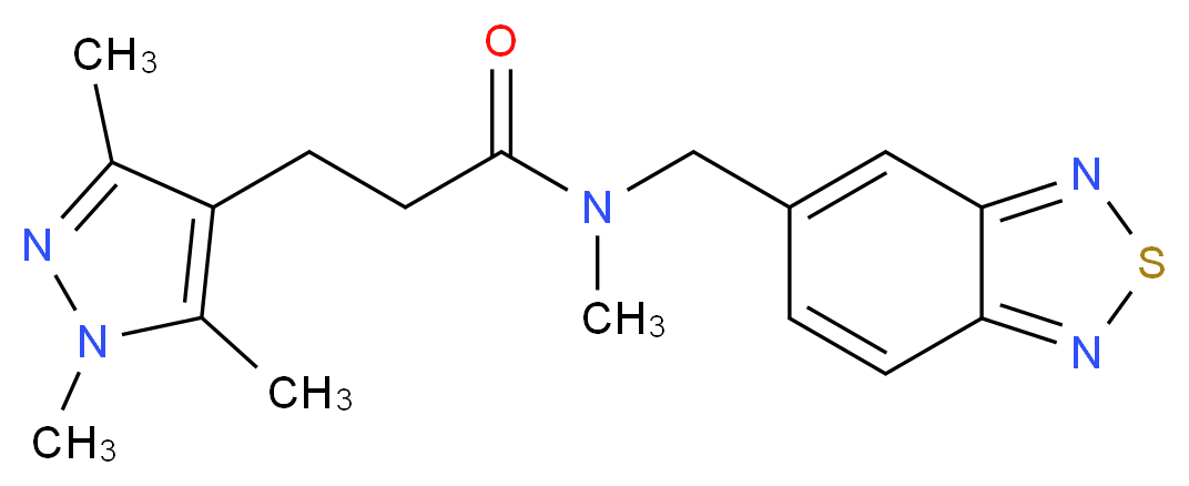N-(2,1,3-benzothiadiazol-5-ylmethyl)-N-methyl-3-(1,3,5-trimethyl-1H-pyrazol-4-yl)propanamide_Molecular_structure_CAS_)