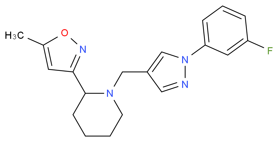1-{[1-(3-fluorophenyl)-1H-pyrazol-4-yl]methyl}-2-(5-methylisoxazol-3-yl)piperidine_Molecular_structure_CAS_)