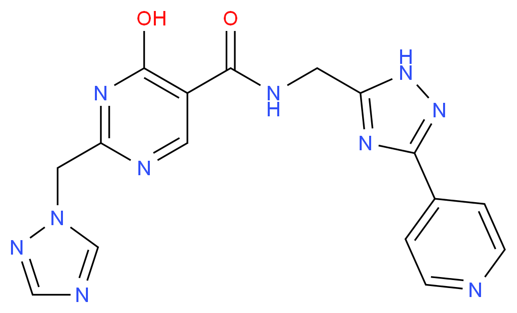 4-hydroxy-N-[(3-pyridin-4-yl-1H-1,2,4-triazol-5-yl)methyl]-2-(1H-1,2,4-triazol-1-ylmethyl)pyrimidine-5-carboxamide_Molecular_structure_CAS_)