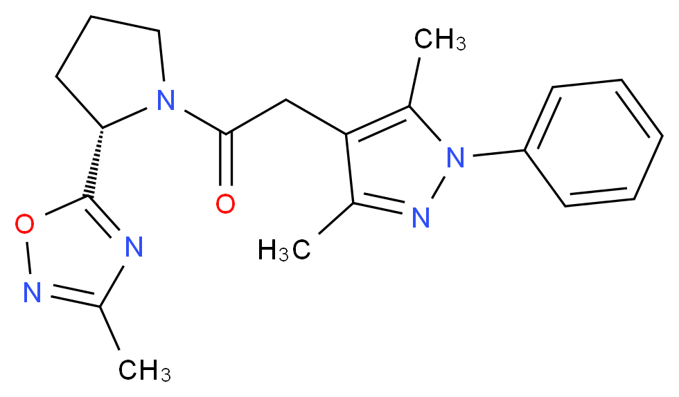 5-{(2S)-1-[(3,5-dimethyl-1-phenyl-1H-pyrazol-4-yl)acetyl]-2-pyrrolidinyl}-3-methyl-1,2,4-oxadiazole_Molecular_structure_CAS_)