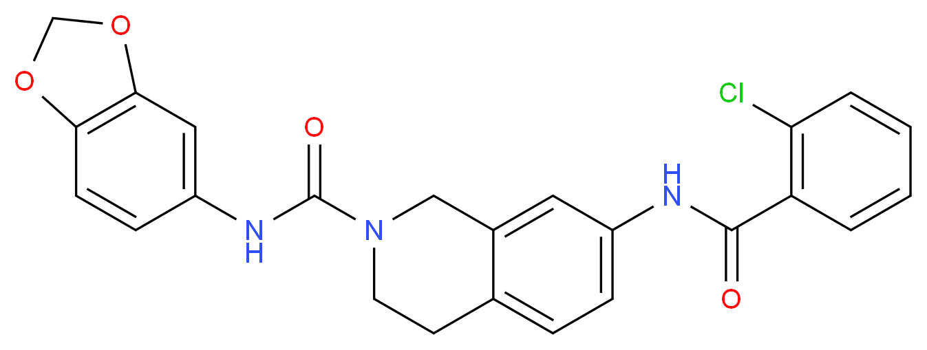 N-1,3-benzodioxol-5-yl-7-[(2-chlorobenzoyl)amino]-3,4-dihydro-2(1H)-isoquinolinecarboxamide_Molecular_structure_CAS_)