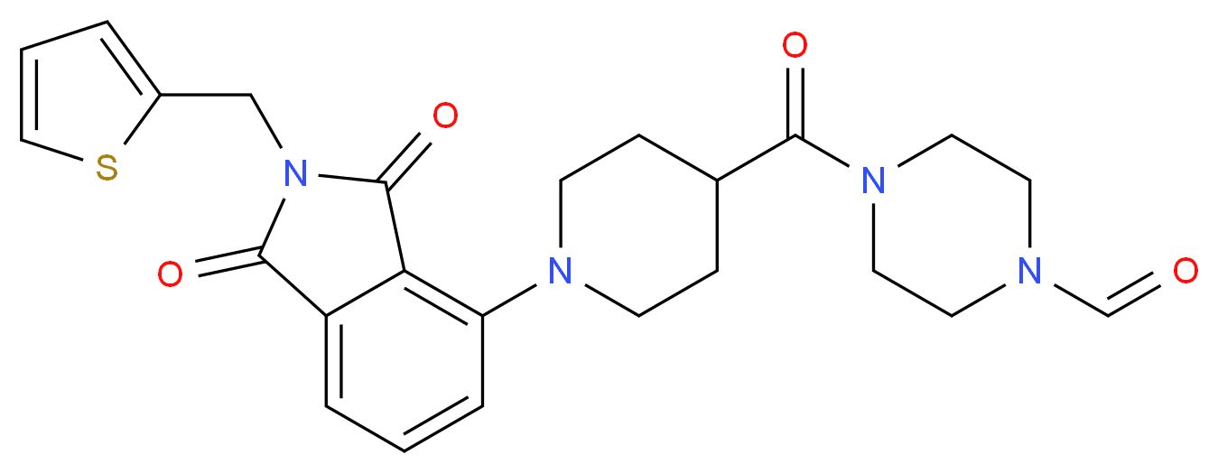4-({1-[1,3-dioxo-2-(2-thienylmethyl)-2,3-dihydro-1H-isoindol-4-yl]-4-piperidinyl}carbonyl)-1-piperazinecarbaldehyde_Molecular_structure_CAS_)