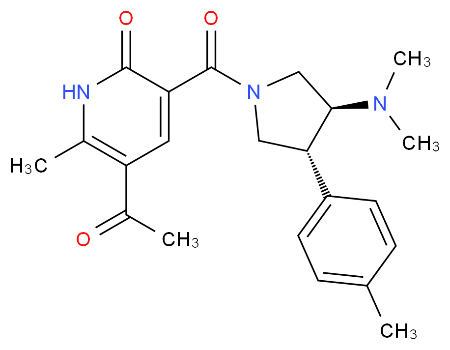 5-acetyl-3-{[(3S*,4R*)-3-(dimethylamino)-4-(4-methylphenyl)pyrrolidin-1-yl]carbonyl}-6-methylpyridin-2(1H)-one_Molecular_structure_CAS_)