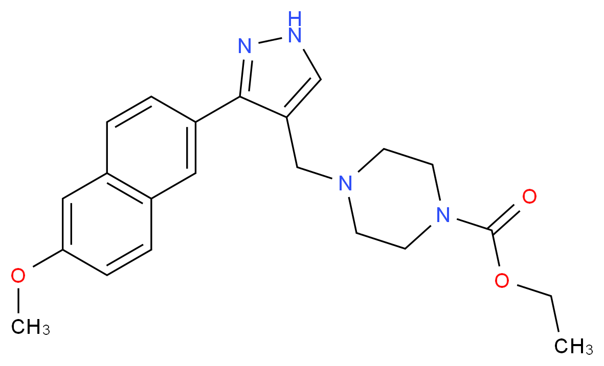 ethyl 4-{[3-(6-methoxy-2-naphthyl)-1H-pyrazol-4-yl]methyl}-1-piperazinecarboxylate_Molecular_structure_CAS_)