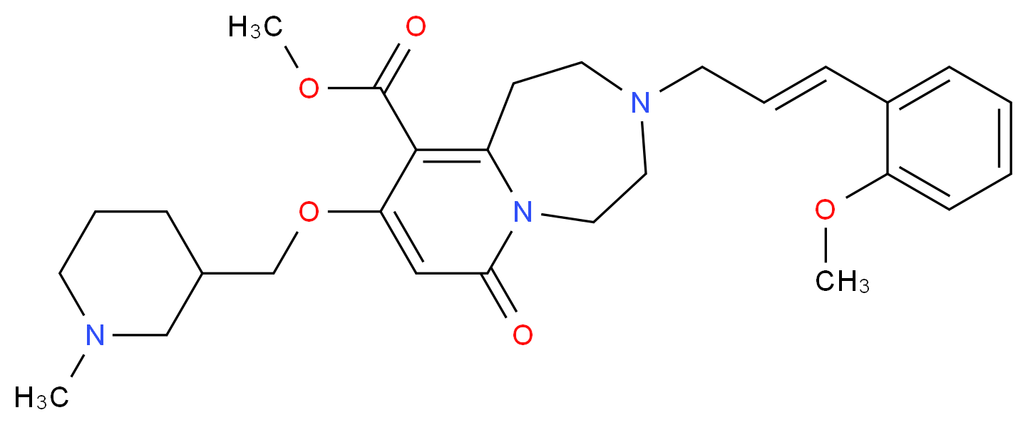 methyl 3-[(2E)-3-(2-methoxyphenyl)-2-propen-1-yl]-9-[(1-methyl-3-piperidinyl)methoxy]-7-oxo-1,2,3,4,5,7-hexahydropyrido[1,2-d][1,4]diazepine-10-carboxylate_Molecular_structure_CAS_)
