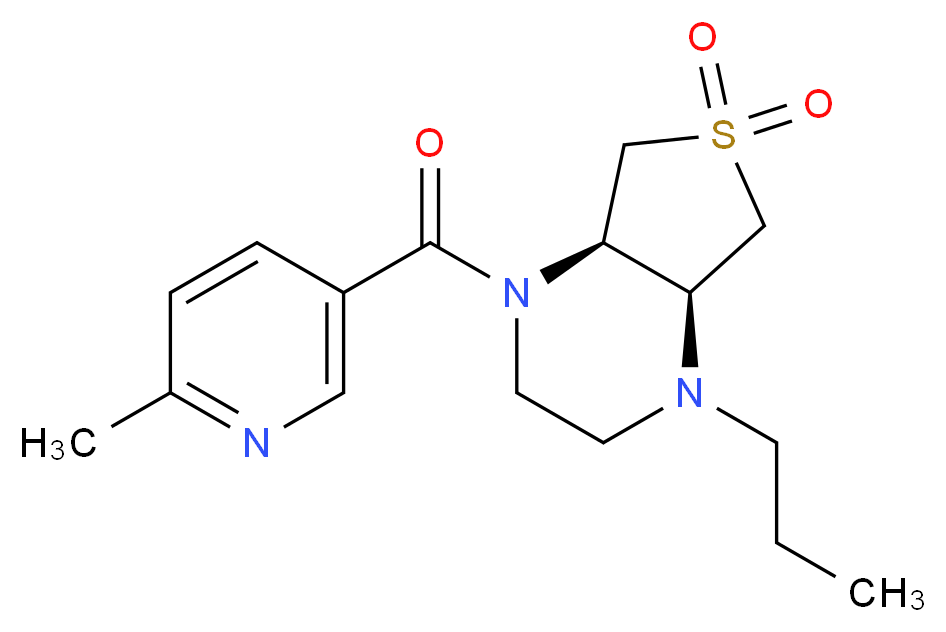 (4aS*,7aR*)-1-[(6-methyl-3-pyridinyl)carbonyl]-4-propyloctahydrothieno[3,4-b]pyrazine 6,6-dioxide_Molecular_structure_CAS_)