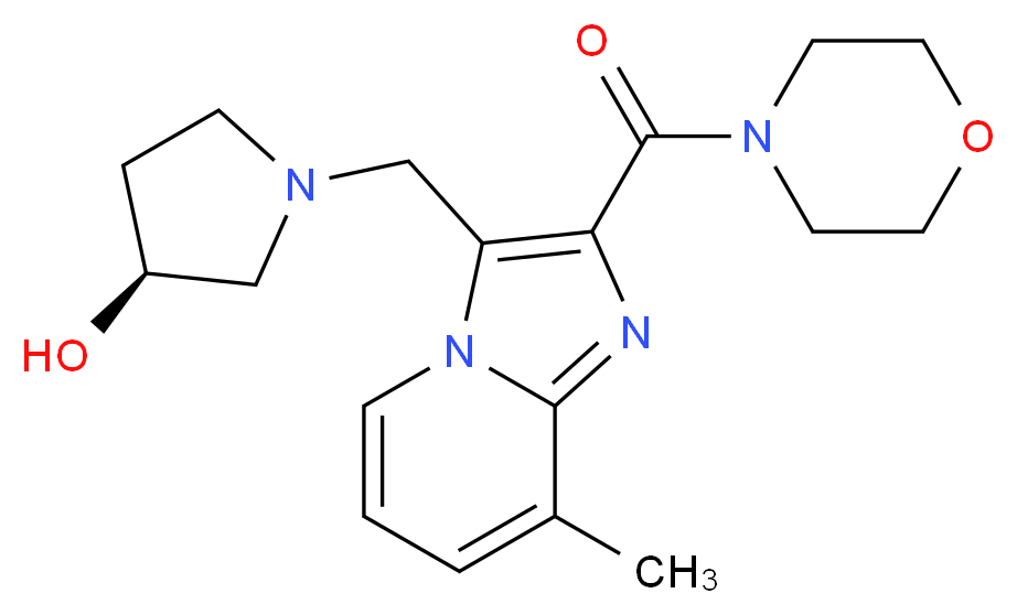 (3S)-1-{[8-methyl-2-(morpholin-4-ylcarbonyl)imidazo[1,2-a]pyridin-3-yl]methyl}pyrrolidin-3-ol_Molecular_structure_CAS_)