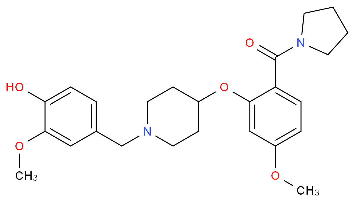 2-methoxy-4-({4-[5-methoxy-2-(1-pyrrolidinylcarbonyl)phenoxy]-1-piperidinyl}methyl)phenol_Molecular_structure_CAS_)