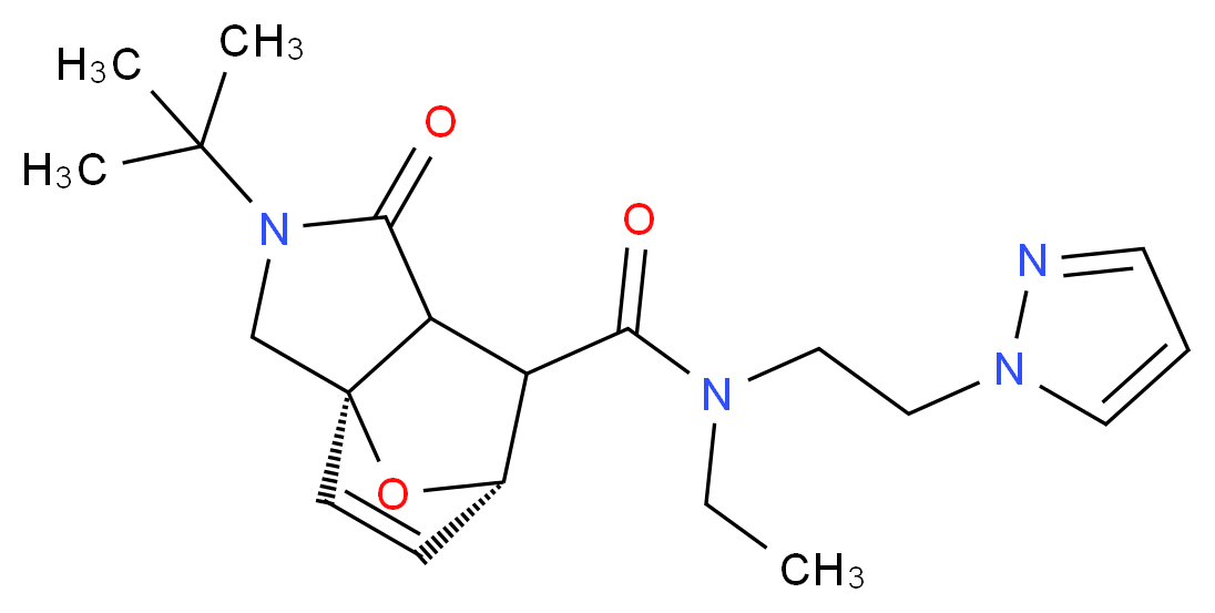 (3aR*,6S*)-2-tert-butyl-N-ethyl-1-oxo-N-[2-(1H-pyrazol-1-yl)ethyl]-1,2,3,6,7,7a-hexahydro-3a,6-epoxyisoindole-7-carboxamide_Molecular_structure_CAS_)