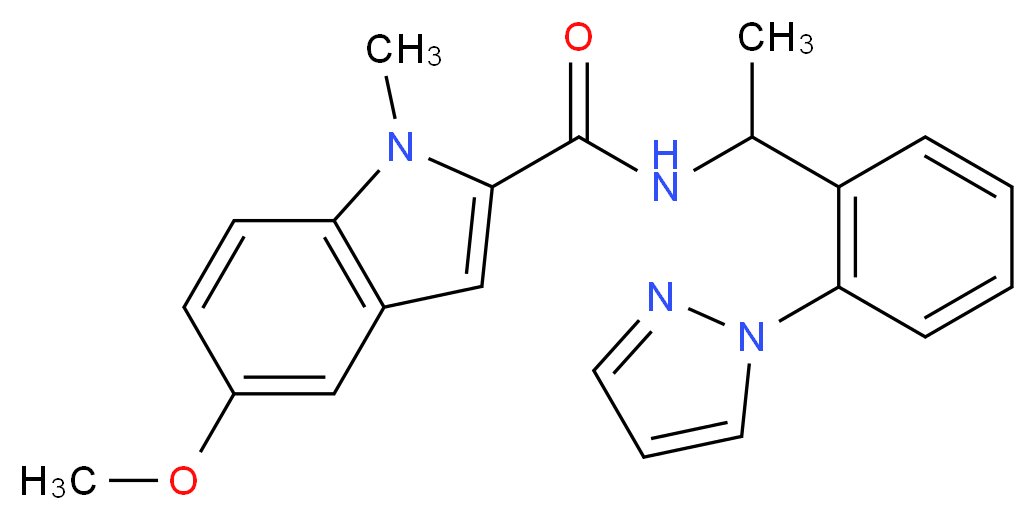 5-methoxy-1-methyl-N-{1-[2-(1H-pyrazol-1-yl)phenyl]ethyl}-1H-indole-2-carboxamide_Molecular_structure_CAS_)