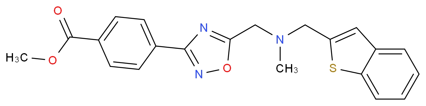 methyl 4-(5-{[(1-benzothien-2-ylmethyl)(methyl)amino]methyl}-1,2,4-oxadiazol-3-yl)benzoate_Molecular_structure_CAS_)