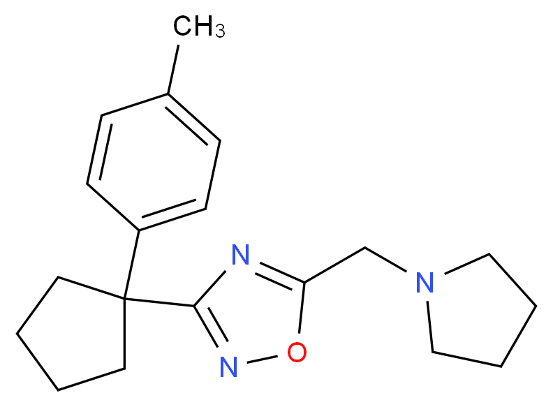 3-[1-(4-methylphenyl)cyclopentyl]-5-(1-pyrrolidinylmethyl)-1,2,4-oxadiazole_Molecular_structure_CAS_)