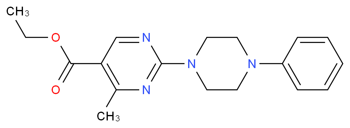 Ethyl 4-methyl-2-(4-phenylpiperazin-1-yl)-pyrimidine-5-carboxylate_Molecular_structure_CAS_)