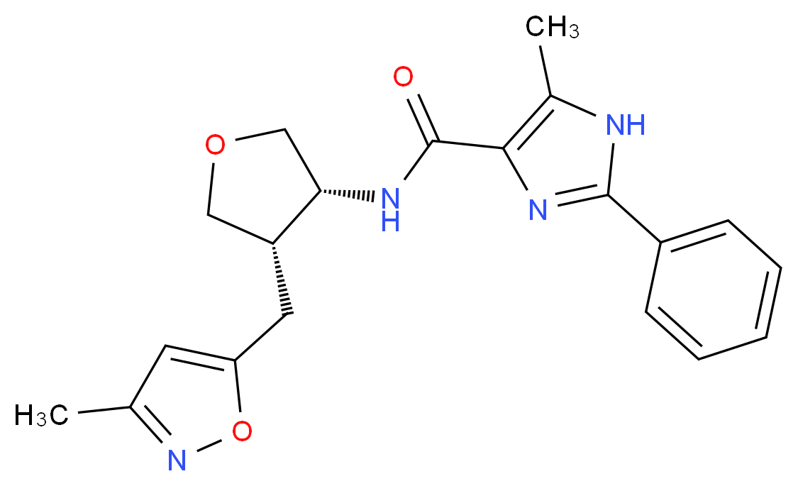 5-methyl-N-{(3R*,4S*)-4-[(3-methylisoxazol-5-yl)methyl]tetrahydrofuran-3-yl}-2-phenyl-1H-imidazole-4-carboxamide_Molecular_structure_CAS_)