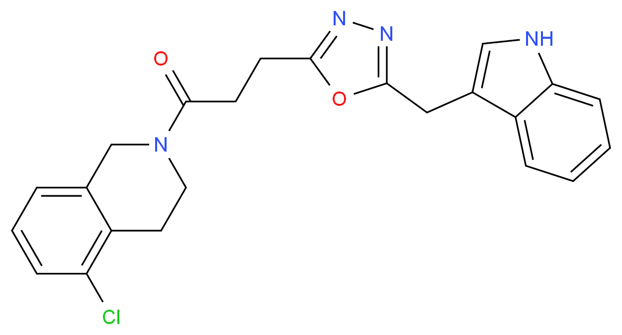 5-chloro-2-{3-[5-(1H-indol-3-ylmethyl)-1,3,4-oxadiazol-2-yl]propanoyl}-1,2,3,4-tetrahydroisoquinoline_Molecular_structure_CAS_)