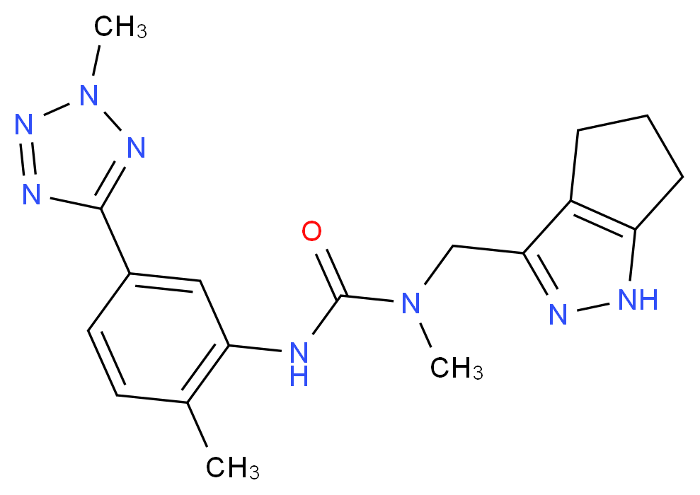 N-methyl-N'-[2-methyl-5-(2-methyl-2H-tetrazol-5-yl)phenyl]-N-(1,4,5,6-tetrahydrocyclopenta[c]pyrazol-3-ylmethyl)urea_Molecular_structure_CAS_)