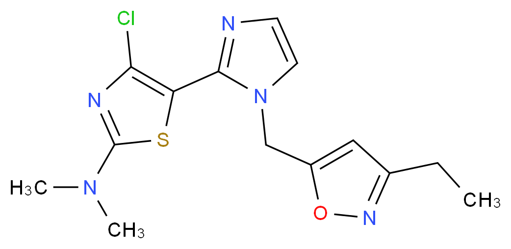 4-chloro-5-{1-[(3-ethylisoxazol-5-yl)methyl]-1H-imidazol-2-yl}-N,N-dimethyl-1,3-thiazol-2-amine_Molecular_structure_CAS_)
