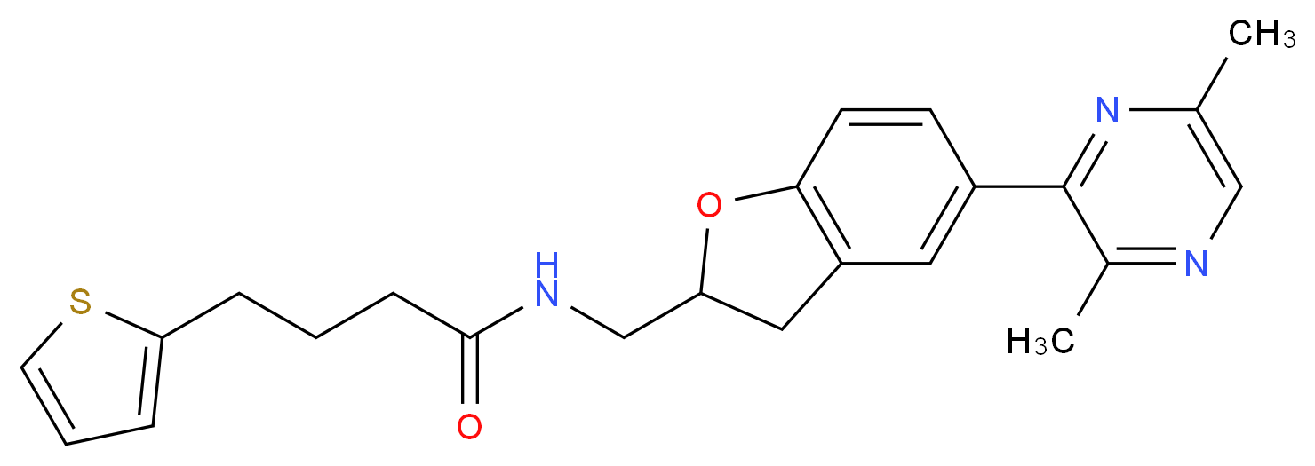 N-{[5-(3,6-dimethyl-2-pyrazinyl)-2,3-dihydro-1-benzofuran-2-yl]methyl}-4-(2-thienyl)butanamide_Molecular_structure_CAS_)