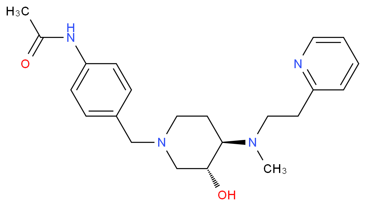 N-{4-[((3R*,4R*)-3-hydroxy-4-{methyl[2-(2-pyridinyl)ethyl]amino}-1-piperidinyl)methyl]phenyl}acetamide_Molecular_structure_CAS_)